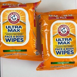2 pack Arm & Hammer Ultra Max Face & Body Wipes - Fresh Scent 30 wipes